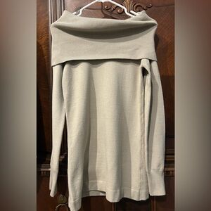 FRENCH CONNECTION SAGE GREEN/GREY/BEIGE TONE OFF THE SHOULDER SWEATER
